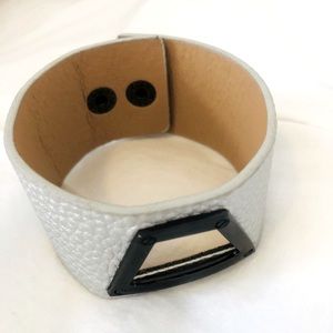 Silver leather cuff